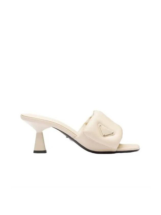 Soft Padded Nappa Sandal Heels Desert Beige - PRADA - BALAAN 1