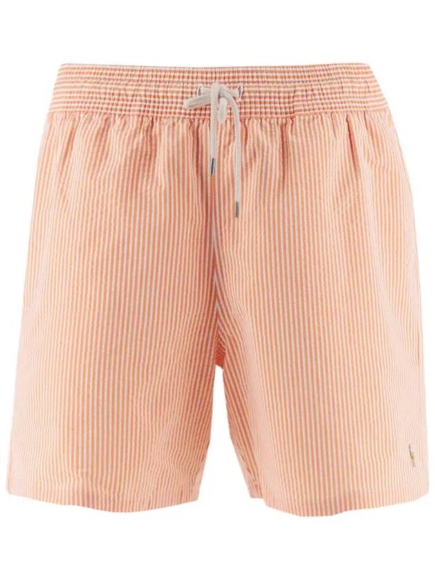 Logo Patch Striped Swim Shorts Orange - POLO RALPH LAUREN - BALAAN 2