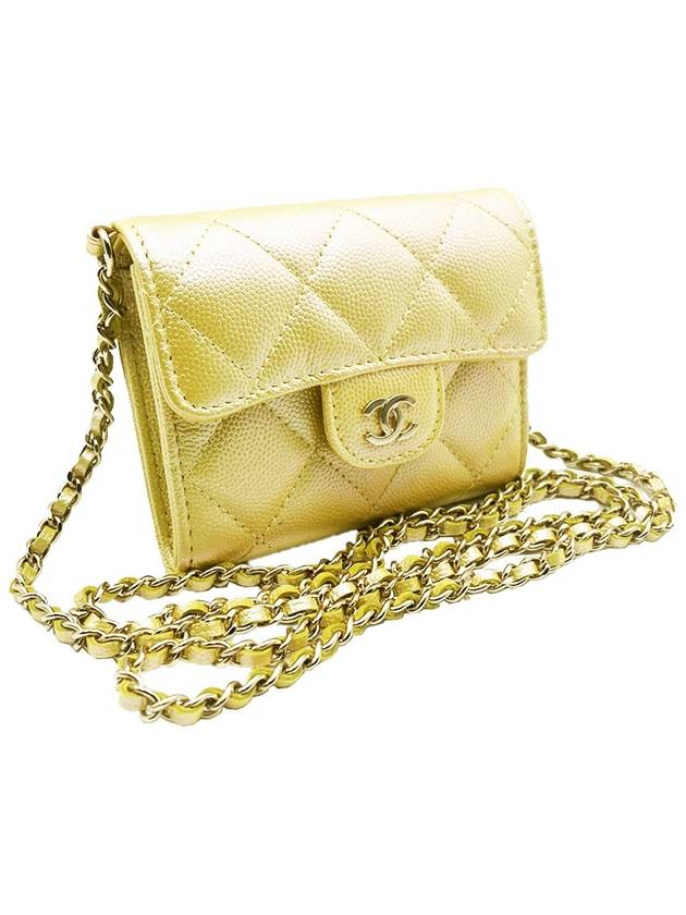 Chanel AP0238 Yellow CC Logo Caviar Gold Card Wallet Cross Bag 31st - CHANEL - BALAAN 2