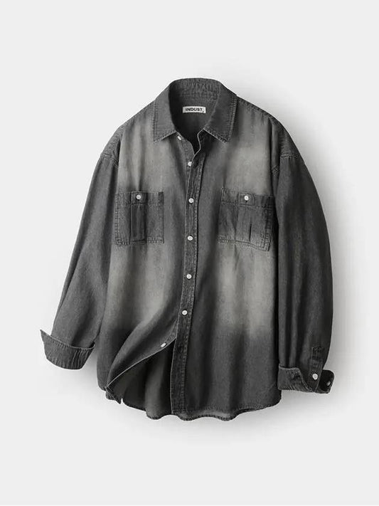 Biowashing two pocket denim shirt black - INDUST - BALAAN 1