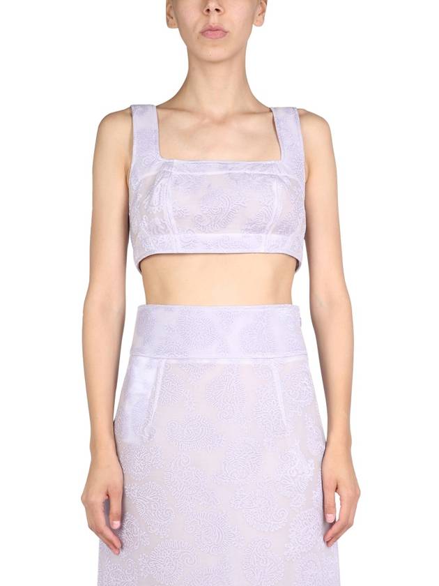 Women's Embroidered Cropped Sleeveless Purple - JIL SANDER - BALAAN 2