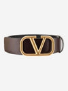 Signature V Logo Leather Belt Dark Brown - VALENTINO - BALAAN 3