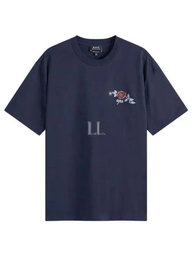 Oscar Floral Logo Short Sleeve T Shirt Navy - A.P.C. - BALAAN 2