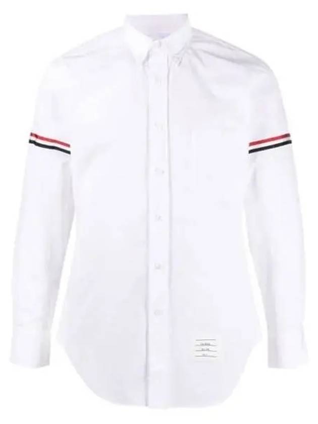 Men's Poplin Grosgrain Armband Classic Long Sleeve Shirt White - THOM BROWNE - BALAAN 2