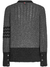 Women's Shetland Cable Pointelle Cardigan Grey - THOM BROWNE - BALAAN 4