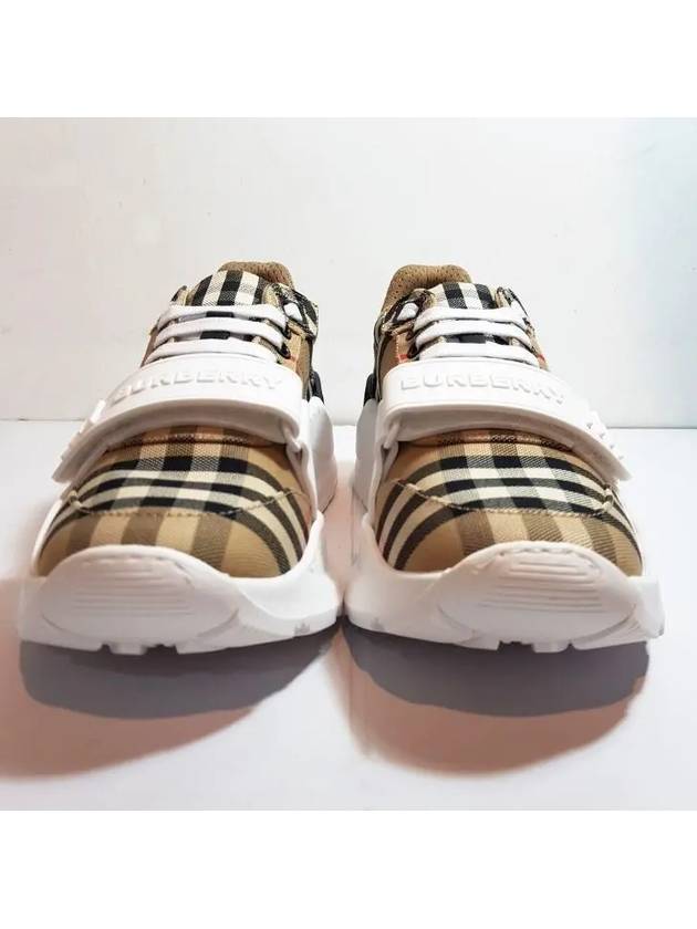 Vintage Check And Leather Sneakers White Archive Beige - BURBERRY - BALAAN 4