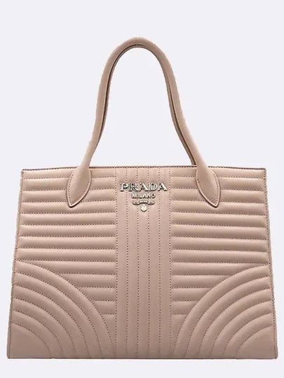 1BA165 Pink color soft calf leather silver logo diagram tote bag shoulder strap 2 WAY - PRADA - BALAAN 2