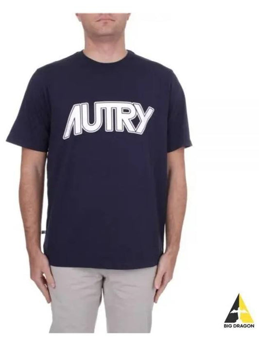 Big Logo Cotton Jersey Short Sleeve T Shirt Blue - AUTRY - BALAAN 2