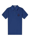 Men's Grenoble Logo Patch Short Sleeve PK Shirt Blue - MONCLER - BALAAN.
