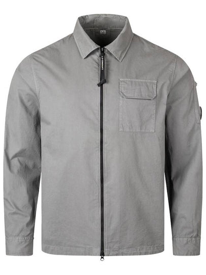 Organic Gabardine Full Zip Over Long Sleeve Shirt Grey - CP COMPANY - BALAAN 2