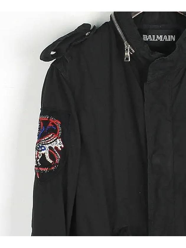 Black color curtain pocket zipper detail women s long jacket - BALMAIN - BALAAN 2