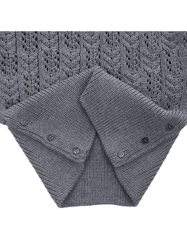 Women's Irish Pointel Cable Merino Wool 4 Bar Turtleneck Light Gray - THOM BROWNE - BALAAN 10