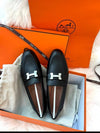 Paris Loafers Goatskin Palladium Noir - HERMES - BALAAN 6