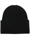 3B00048 M1241 999 Logo Patch Black Wool Beanie - MONCLER - BALAAN 2