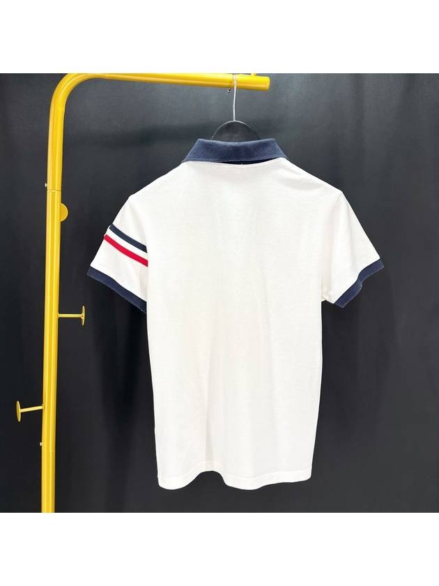 Three strip armband short sleeved collared t shirt white M size - MONCLER - BALAAN 2