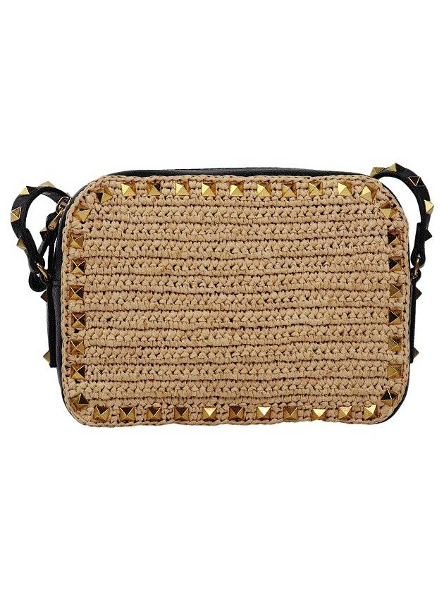 Rockstud Raffia Cross Bag Beige - VALENTINO - BALAAN 3