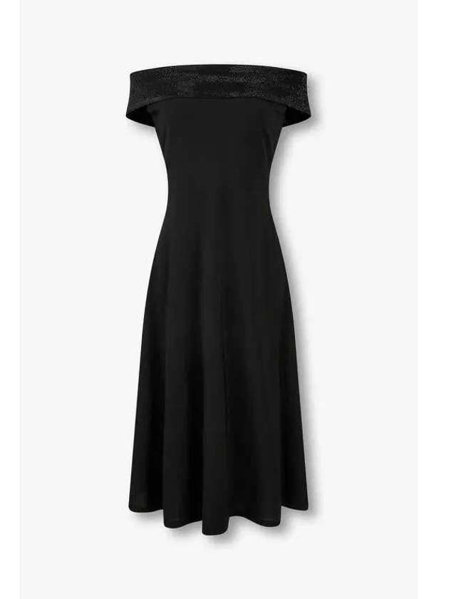 Women s Crystal Off Shoulder Dress Black - EMPORIO ARMANI - BALAAN 1