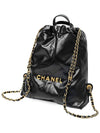 22 Small Shiny Calfskin Gold Metal Backpack Black - CHANEL - BALAAN 3