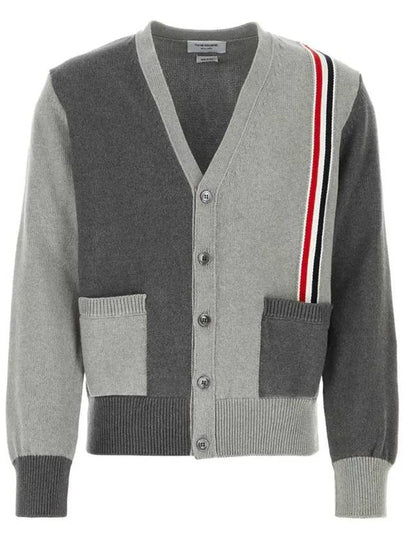 Fun Mix V-neck Cotton Cardigan Grey - THOM BROWNE - BALAAN 2