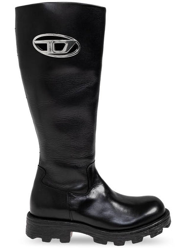 D Hammer Knee Leather High Long Boots Black - DIESEL - BALAAN 1