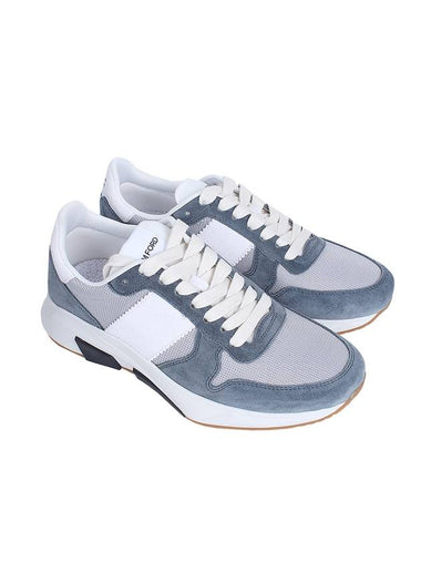 Suede Technical Fabric Jagga Low Top Sneakers Blue White - TOM FORD - BALAAN 1