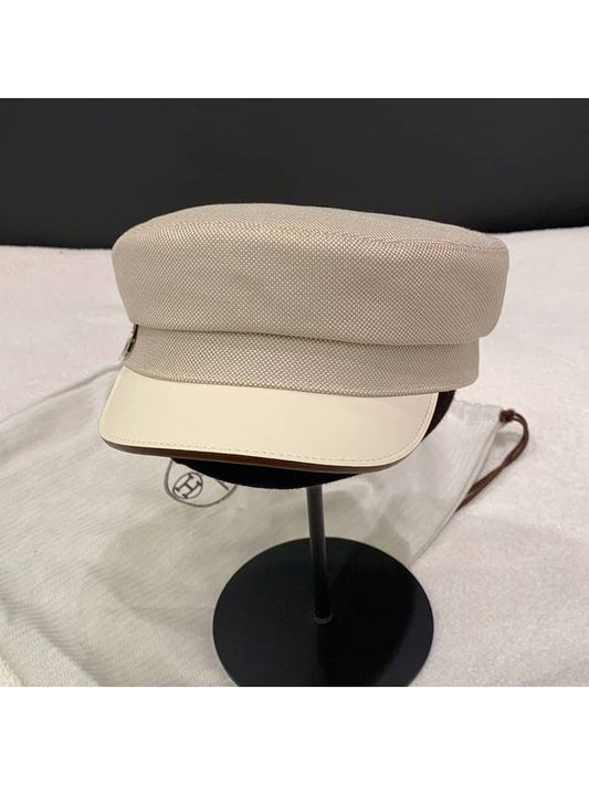 Hermes Hat Deauville Plain Air Cap Calfskin Cotton Beige - CHANEL - BALAAN 1