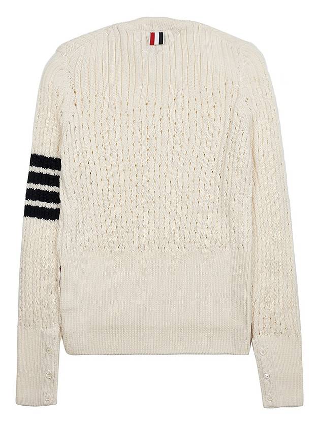 4 Bar Pointelle Knit Top White - THOM BROWNE - BALAAN 3