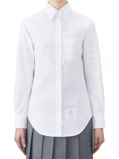 Diagonal Stripe Satin Weave Supima Oxford Shirt White - THOM BROWNE - BALAAN 2