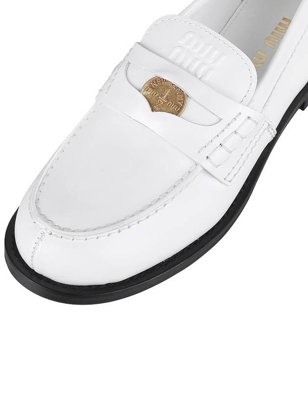 Brushed Leather Penny Loafers White - MIU MIU - BALAAN 8