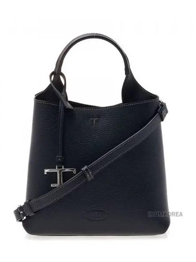 Logo Mini Leather Tote Bag Black - TOD'S - BALAAN 2