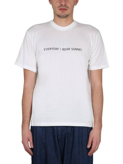 Slogan Print Crew Neck Short Sleeve T-Shirt White - SUNNEI - BALAAN 2