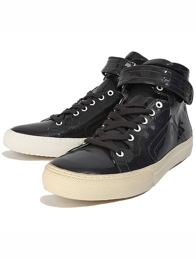 DP Sail 101 PATENT ANTHRACITE Enamel High Top Sneakers - PIERRE HARDY - BALAAN 1