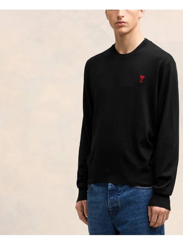 De Coeur small heart logo wool knit black - AMI - BALAAN 7