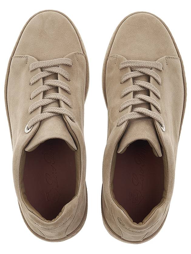 Women's Nuage Suede Goat Skin Low Top Sneakers Cashew Butter - LORO PIANA - BALAAN 7