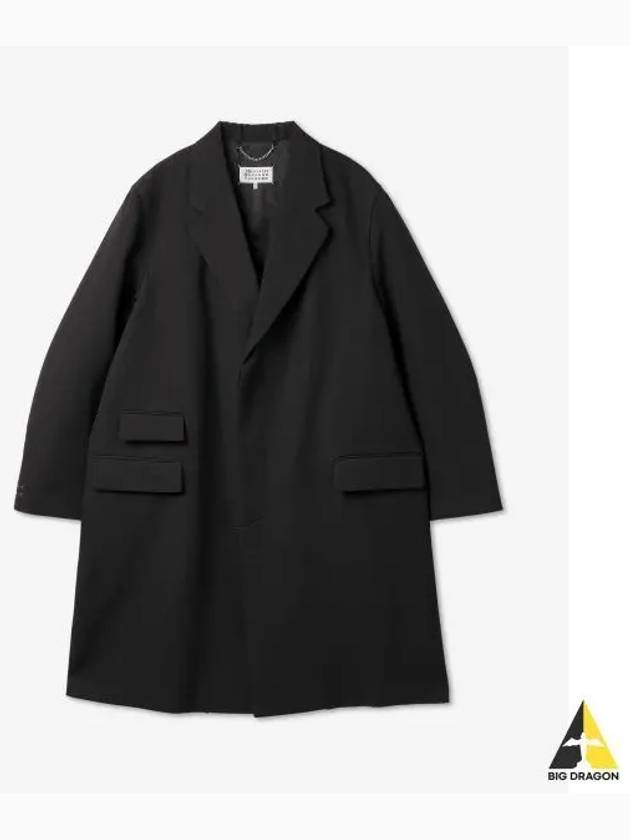 Wool Silk Collar Single Coat Black - MAISON MARGIELA - BALAAN 2