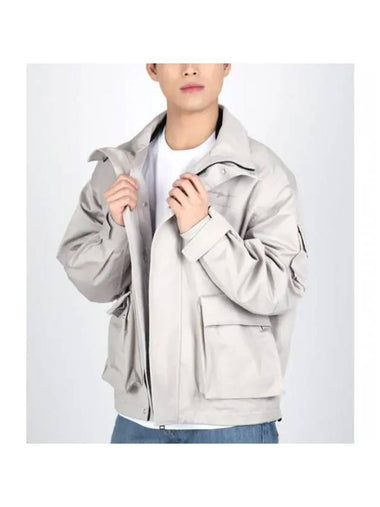 Gabardine Pocket Cotton Zip Up Jacket Grey - MSGM - BALAAN 1