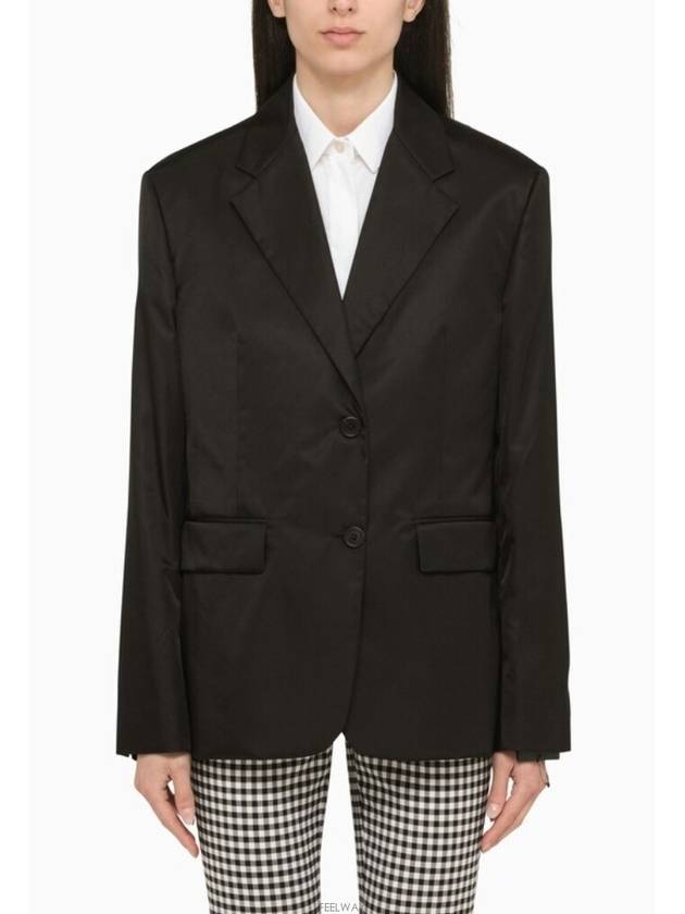 Single Breasted Nylon Blazer Jacket Black - PRADA - BALAAN 6