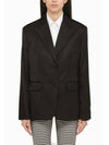 Single Breasted Nylon Blazer Jacket Black - PRADA - BALAAN 6