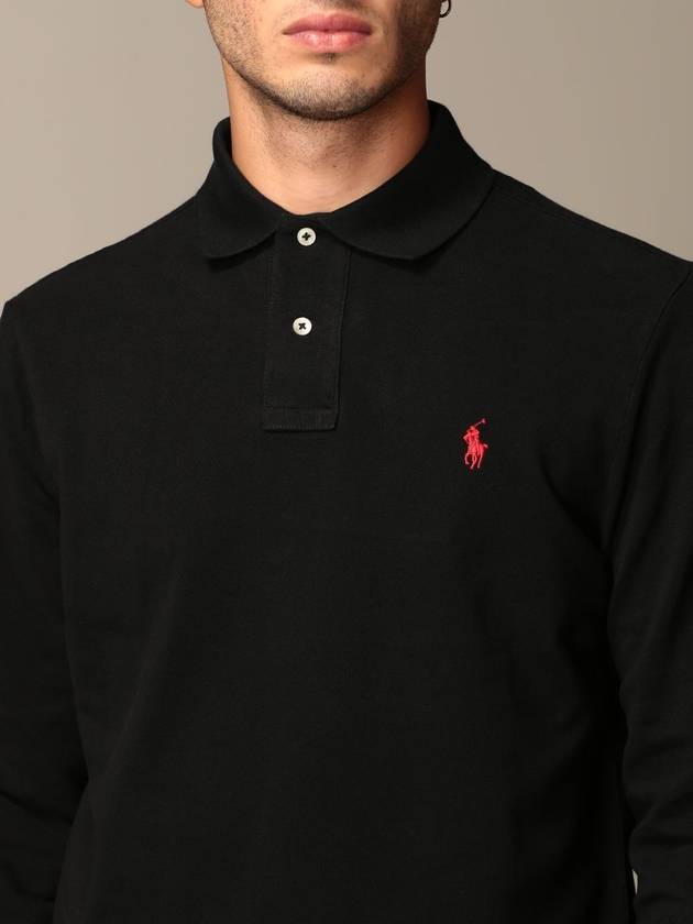 Embroidered Logo Slim Fit Polo Shirt Black - POLO RALPH LAUREN - BALAAN 4