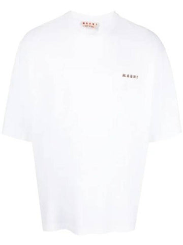 Logo Print Short Sleeve T-Shirt White - MARNI - BALAAN 1