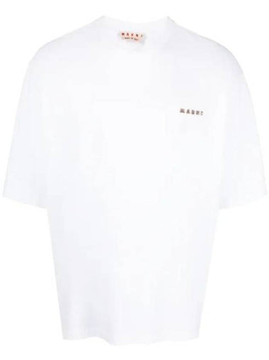 Logo Print Short Sleeve T-Shirt White - MARNI - BALAAN 1