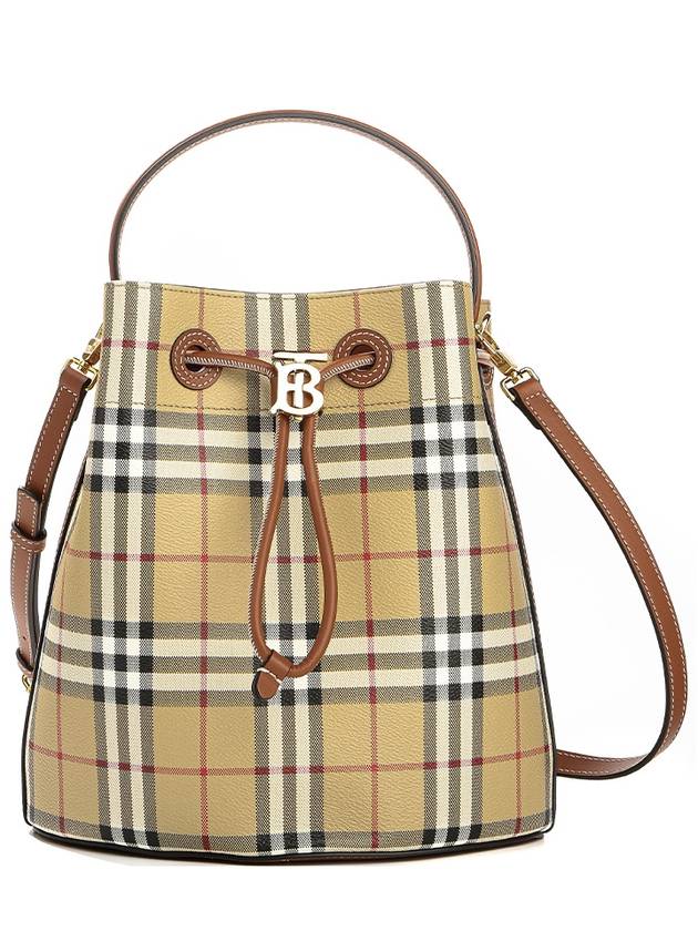 TB Leather Small Bucket Bag Beige - BURBERRY - BALAAN 2