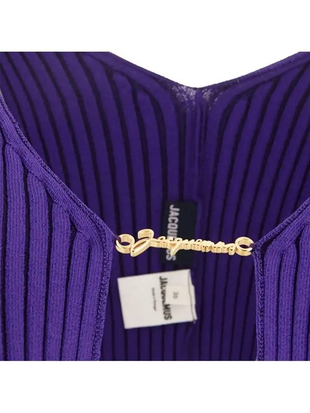 Le Maille Pralou Micro Charm Logo Crop Cardigan Purple - JACQUEMUS - BALAAN.