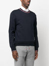 Logo Tab RWB Stripe Trimming Knit Top Navy - THOM BROWNE - BALAAN 4