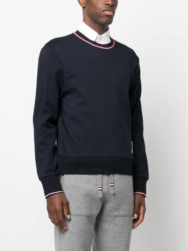 Logo Tab RWB Stripe Trimming Knit Top Navy - THOM BROWNE - BALAAN 4