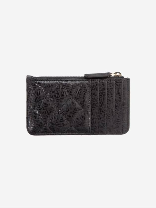 Classic Caviar Gold Hardware Zipper Card Wallet Black - CHANEL - BALAAN 4