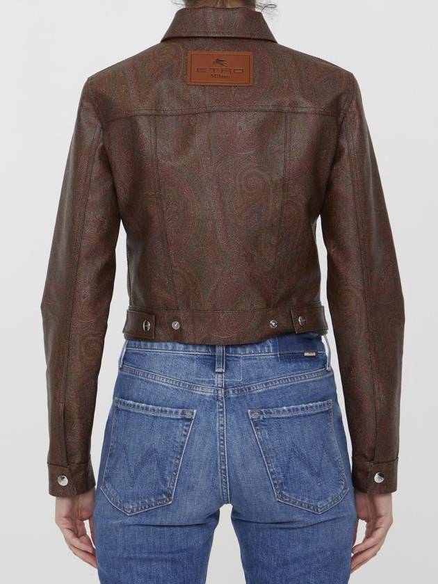 Women's Paisley Print Leather Jacket Brown - ETRO - BALAAN 5