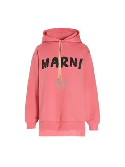 Logo Print Cotton Hooded Top Pink - MARNI - BALAAN 2