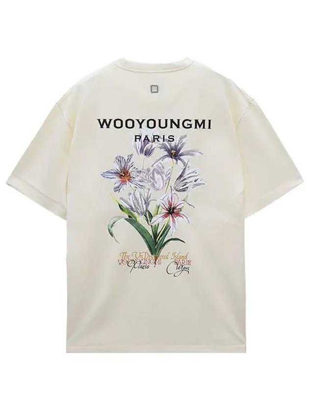 Flower Back Logo Short Sleeve T-Shirt Ivory - WOOYOUNGMI - BALAAN 2