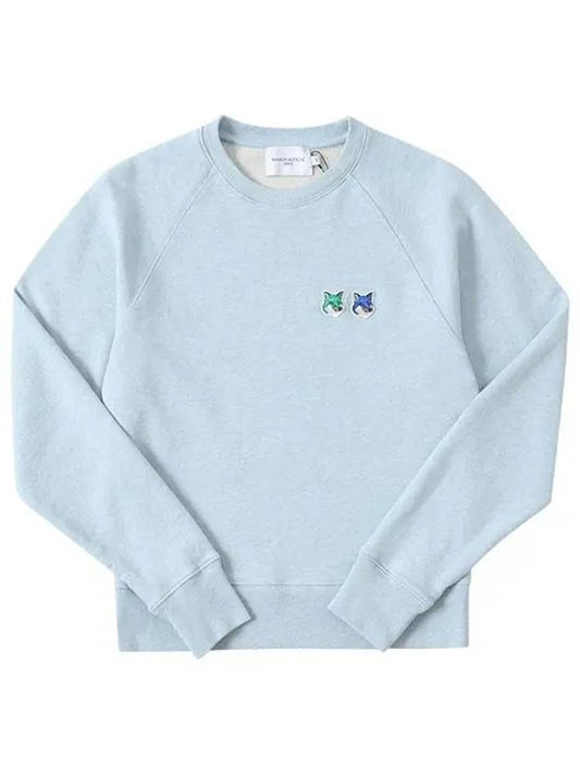 Double Head Fox Patch Sweatshirt Blue - MAISON KITSUNE - BALAAN 2